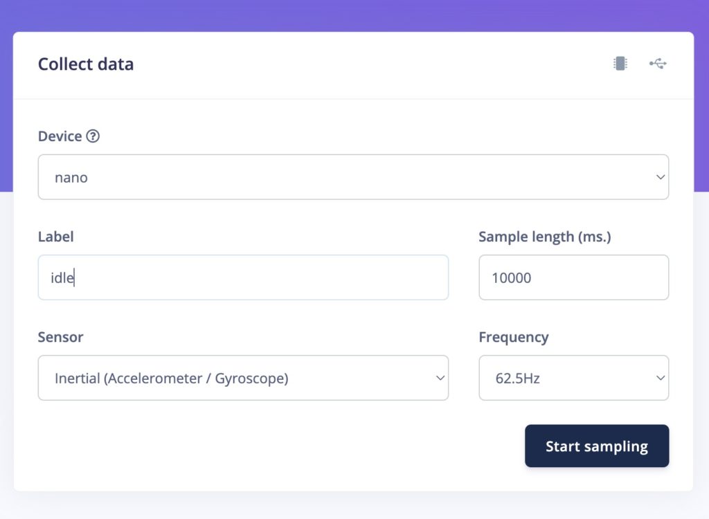 Collect Data Field in Edge Impulse