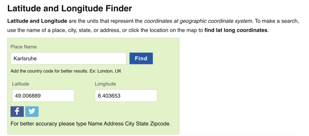 Find coordinates online