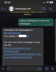 Get the API key von callmebot.com