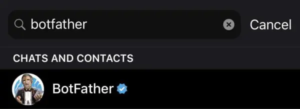 Search for Botfather in Telegram