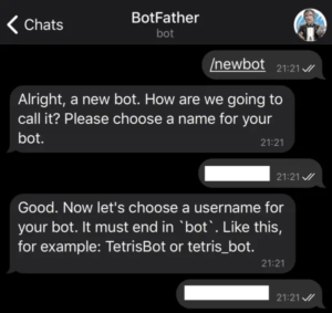 Telegram bot name and user name