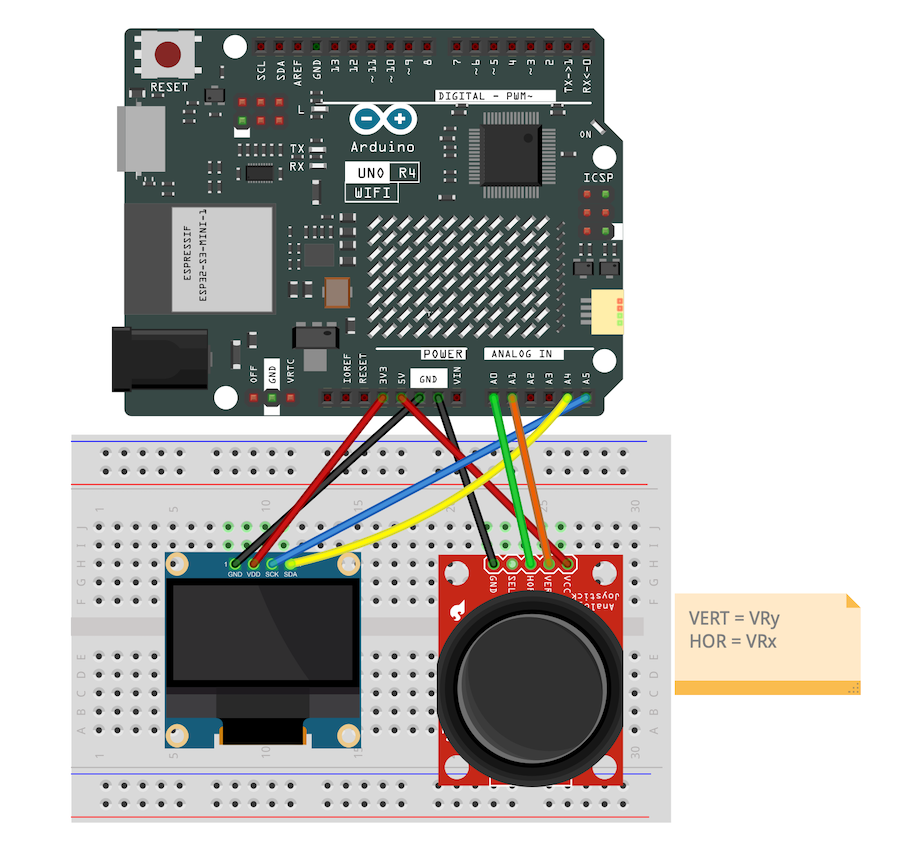 Connection diagram for Snake on the Arduino UNO