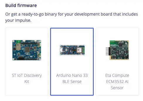 Select Arduino Nano 33 BLE Sense