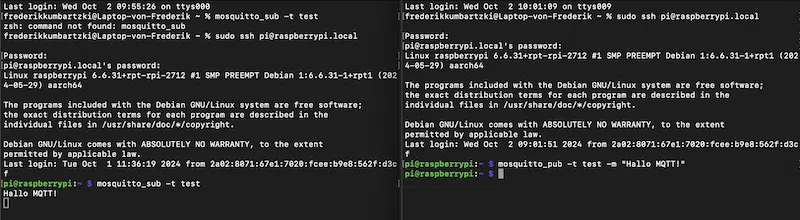 Output for a successful testet MQTT broker