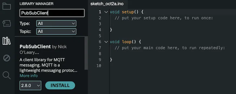 Installing the PubSubClient Library