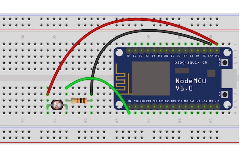 Connection of a light sensor on the ESP8266