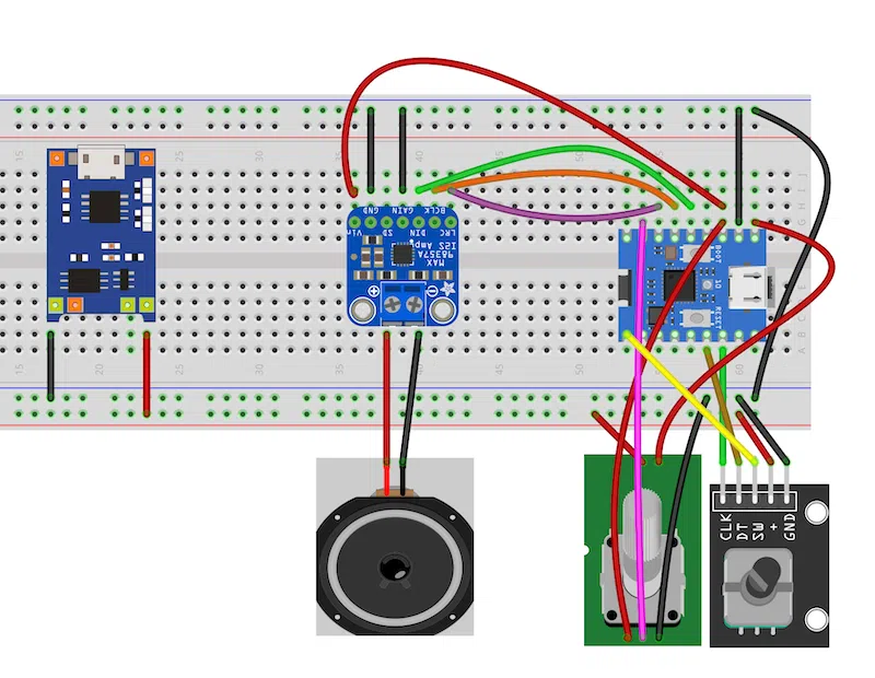 diagram on how to connect the rotary button to the ESP32