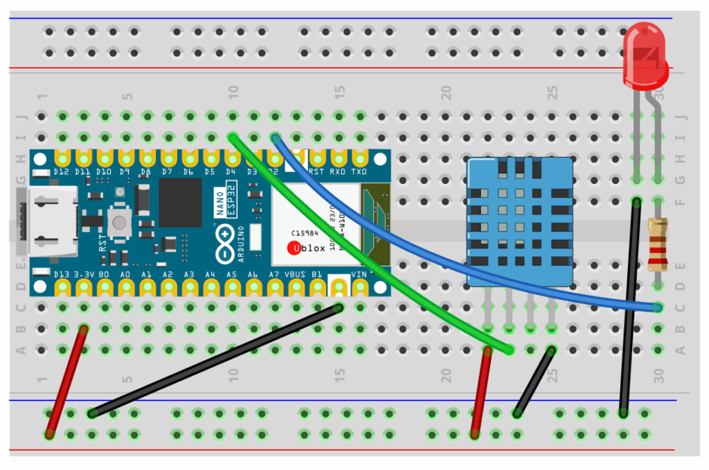 ESP32 Web Server with LED and DHT11 Sensor