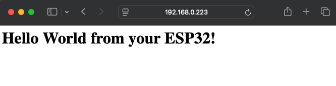 Hello World from the ESP32 Web Server
